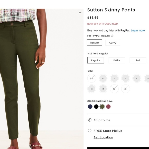 Ann Taylor olive green skinny pants - Picture 8 of 8